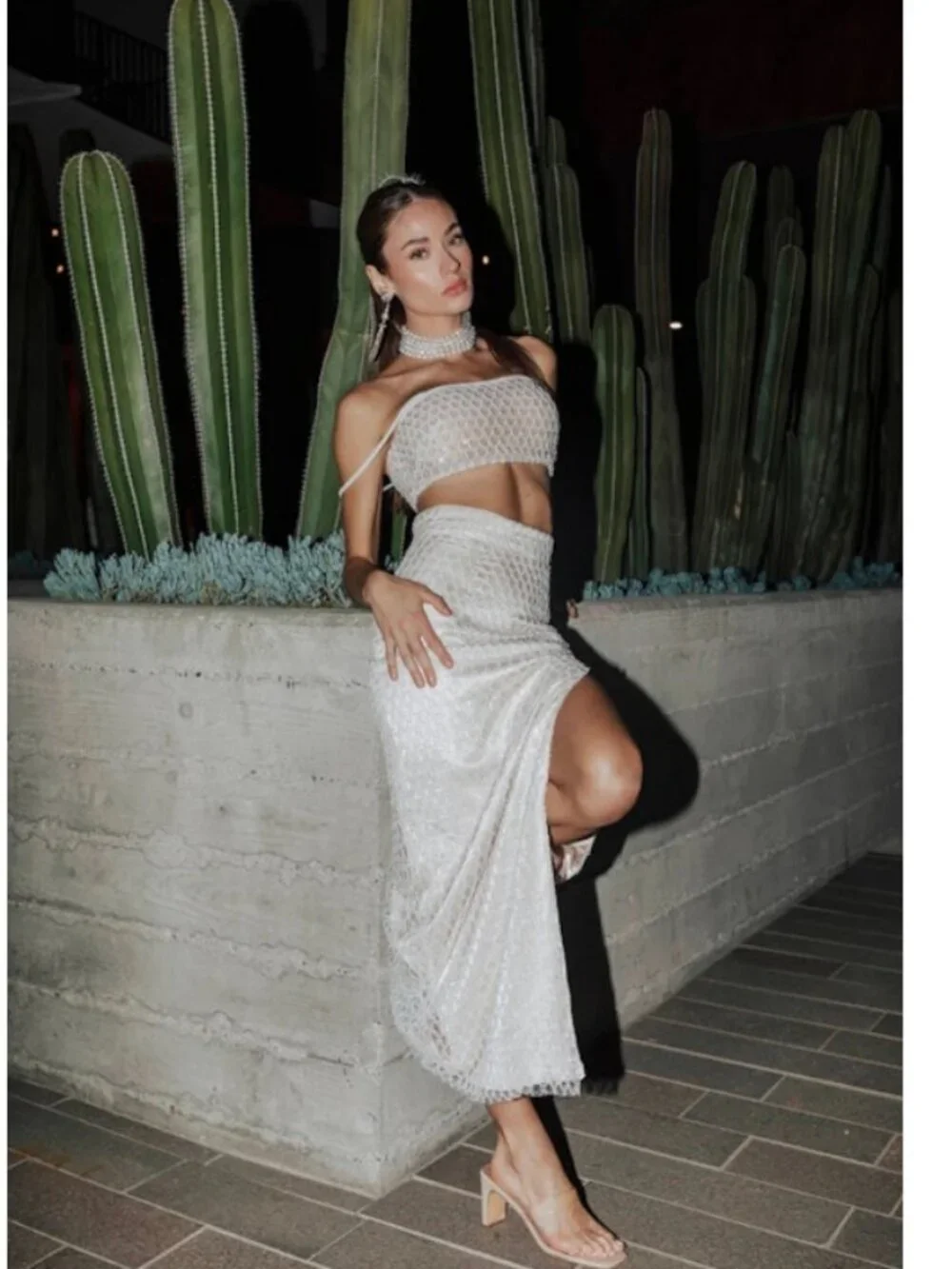 Untamed Petals Wedding/Bridal Bali Sequin Midi Skirt White Ivory Sz Small NWT
